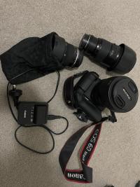 Canon 6D Mark2 with 24-70mm F2.8, 80-200 F2.8, and 14mm f2.8 lenses and accessories